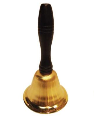 China North America Wholesale High Quality Polish Brass Wooden Hand Bell for sale