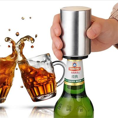 China Durable Sleek Stainless Steel Magnet Bottle Opener Magnet Pull Down Automatic Beer Bottle Opener for sale