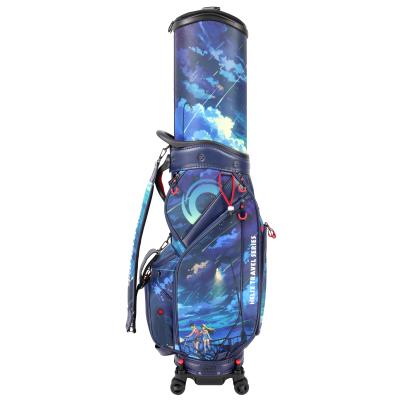 China Nylon Propeller Customize Golf Bag Telescopic Airsend Golf Club Carry Bag Anime Design for sale