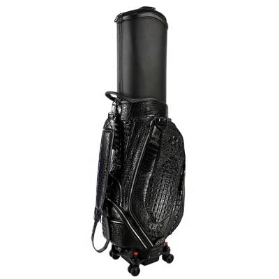 China Crocodile Propeller Golf Caddy Bag Crocodile Leather Waterproof Genuine Leather for sale