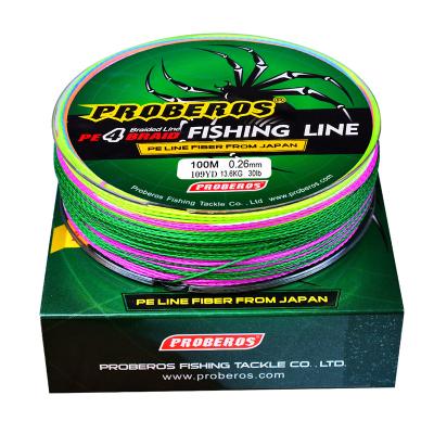 China 6-100lb diameter 0.1-0.6 pe fishing line super high tensile 4 colors Braid/100m braid fishing line 5 pe fishing line for sale