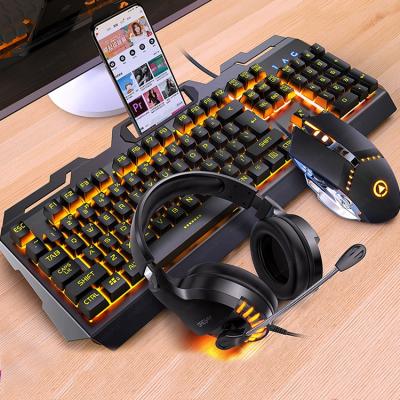 China For Hot Selling V2 RGB Stock Gaming Game 4 In 1 Combo Keyboard Mouse Headset With Phone Holder for sale