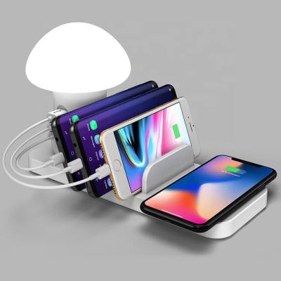 China Smart Watch 3 USB Ports Wireless Charging 3.0 Wireless Charger Night Light Fast Charger Radio,Charger Light for sale