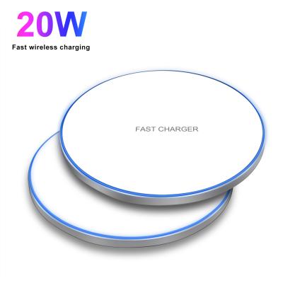 China New Round Mobile Phone Universal Portable High Power Qi 20W Fast Wireless Charger for sale