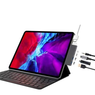 China Laptop for iPad Pro 2018/2019/2020 5 in 1 USB C Hub with HD-MI / USB 3.0 *2 / USB-C / 3.5mm Audio 5port for sale