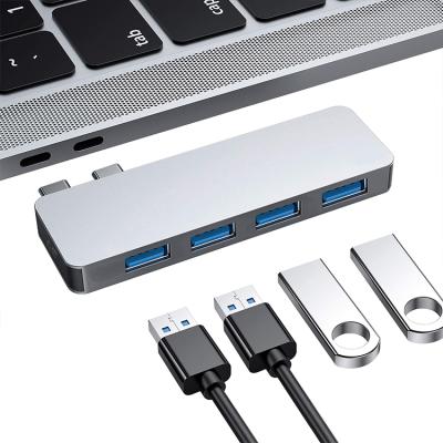 China Multiport Docking Station Mobile Phone Computer PC Laptop 5 in 1 USB C USB Hub for Mac with USB3.0*4+PD Type C 5port for sale