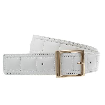 China Fashion Japanese white belt ALLOY women's custom wholesale buckle square raised belt body women's PU belt for sale