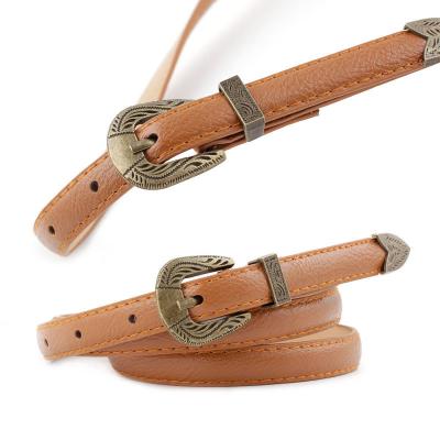 China Custom Fashion.Casual Women's Metal Western Buckle Vintage PU Cut Out Leather Belt For Jeans Dress Belts for sale