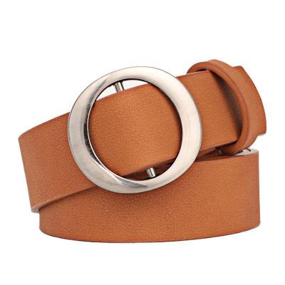 China Fashion.Casual Women's Belt With Round Simple Non-porous Female Ladies Buckle Vintage PU Jeans Leather Belts Fashion Belts for sale