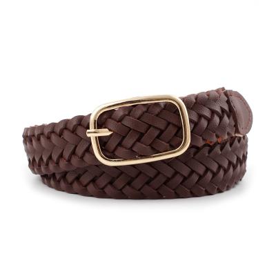 China High Quality PU Leather Belt Fashion Pin Woven Buckle Braided Belts For Women Belt Custom Wholesale for sale