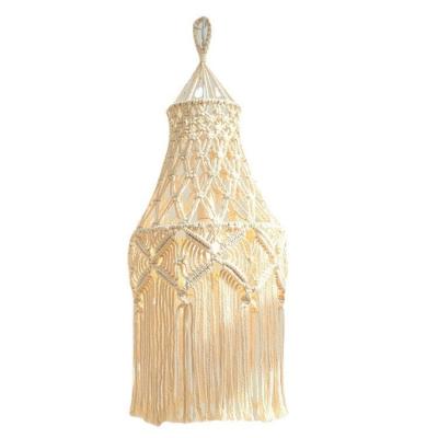 China Natural Macrame Cotton Rope Lampshade Frames Bilink Bohemian Washable Cotton Bohemian Macrame Lampshade Decor for sale