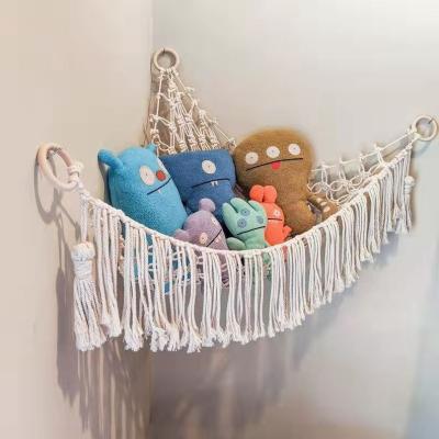 China Bilink Children's Room Handmade Bohemian Toy Corner Hammock Large Size Macrame with Tassel Plush Toy Hammock Hanging for sale