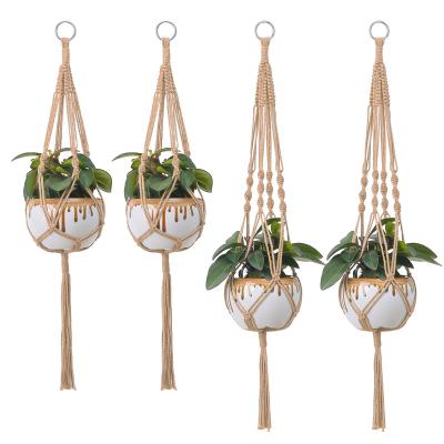 China Eco-Friendly Jute Bilink Indoor Woven Plant Pot Baskets Macrame Hanging Plant Hanger with Hook Wall Hanging Planter for sale