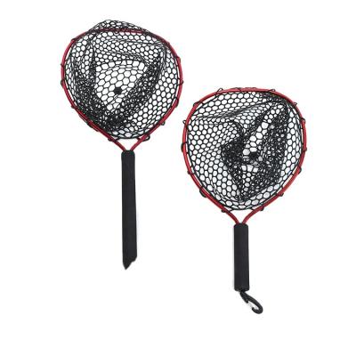 China Small Telescopic Aluminum Xiangtai New High Strength Design Fishing Trout Rubber Landing Net With Non-slip Handle for sale