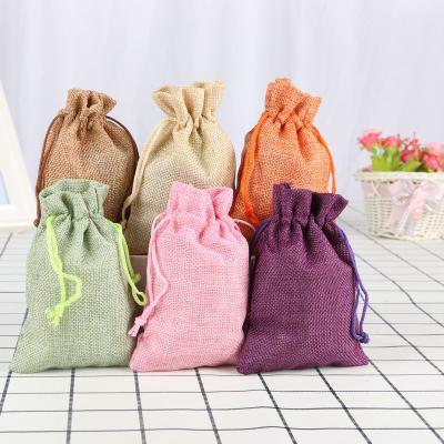 China Viable Geometric Organizer Makeup Cosmetic Coins Candy Color Drawstring Cotton Canvas Storage Bag Gift Candy Tea Jewelry Coins Locks Bags for sale