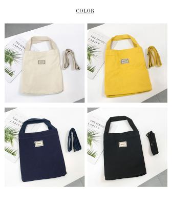 China Eco-Friendly Folding Grocery Bags Tote Work Bag Foldable Reusable Korean Soft Handbags Canvas Casual Shoulder Bags for sale