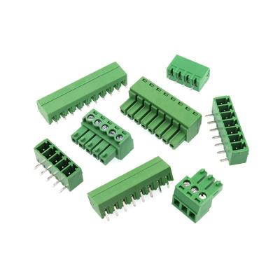 China 3.81MM green plug-in terminal block 15EDG straight pin bent pin 2P/3/4/5/6/7/8/9/10/12P 3.81 Terminal blocks for sale