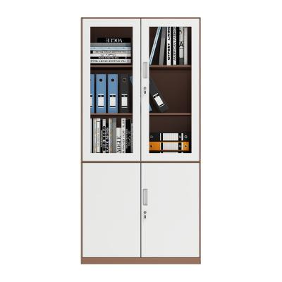 China Factory Adjustable Modern Door File Cabinet (Others) Office Furniture Iron Straw Glass Storage Cabinets for sale