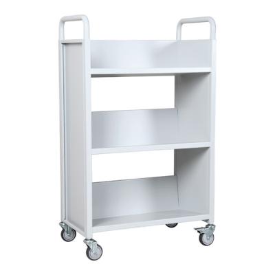 China Modern Heavy Duty Double Side 2/3 Layer Metal Book Cart Bookcase for sale