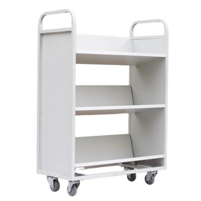 China Modern Library Book Cart Double Sided Book Trolley Book Cart With Wheel Library Cart for sale