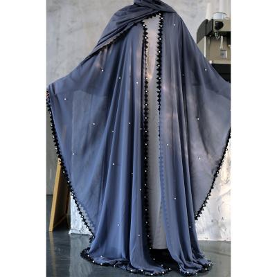 China Breathable Fashion Middle Eastern Muslim Long sleeved Beaded Loose Robe Women Abaya Cardigan Large Size Islamic Cardigan Long Dress for sale