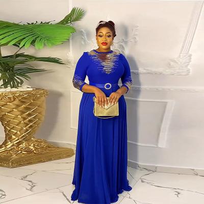 China Muslim Women Daily Clothing African Ethnic Fashion Hot Diamond Long Prom Dress Women Plus Size Evening Gown With Belt for sale