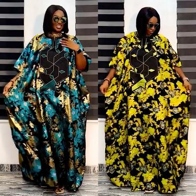 China Muslim Women Daily Clothing African Kaftans Loose Oversized Women Clothing Middle Eastern Plus Size Printed Long Robe Dress for sale