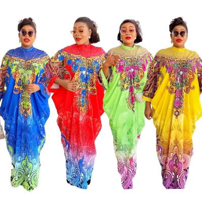 China Muslim Women Daily Clothing African Plus Size Kaftan Abaya Loose Dresses Summer Women Fashion Printed Patchwork Long Dress for sale