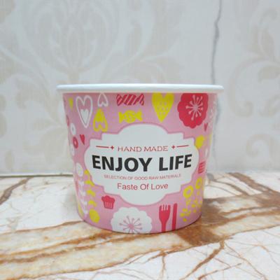 China 2021 Wholesales Disposable Custom Logo Printed Double PE Hot Buck Coated Ice Cream Paper Cup With Lid Serving Plastic Bowl for sale