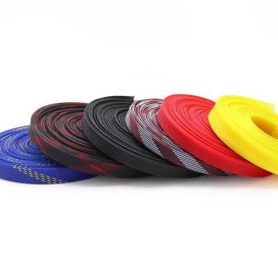 China Durable Tight Expandable High Density Color Insulated Cable Braided Wire Braided Protective Wire Sheer PET Tubing for sale