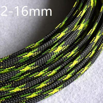 China Insualtion Black UV Yellow PET Wiring Braided Wire For Sleeving High Density Insulated Cable Tensioned To Protect Expandable Sleeving 2 4 6 8 10 12 16mm Colorful for sale