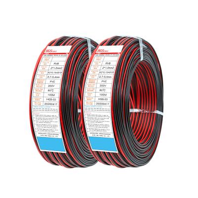 China 2 Pin PVC UL2468 RGB Red Black Electrical Wire 22 20 18 16 14 12 A.W.G. PVC Insulated LED Power Lines Bare Copper Cables for sale