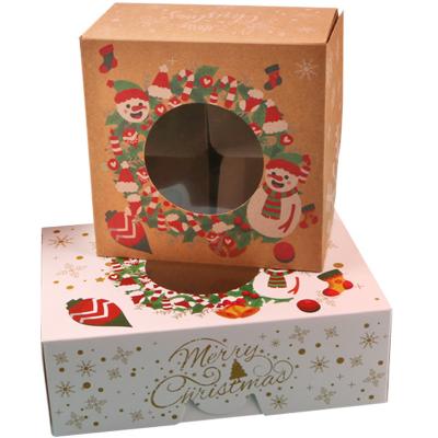 China Recyclable Cardboard Christmas Cardboard Eid Wrapping Paper Wooden Mubarak Cake Box With Window for sale