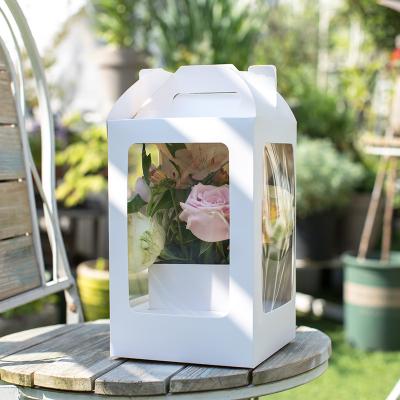 China Wholesale Recyclable Artificial Luxury Square Window Square Clear Cardboard Flower Box Packaging for sale