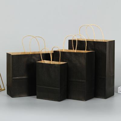 China Customized Disposable Best Price Reusable Logo Retail Shopping Bag Kraft Paper Black for sale