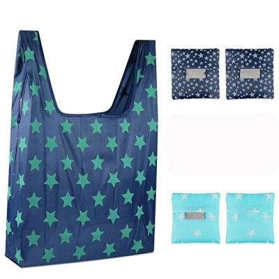 China Wholesale Reuseable Folding 210D Ployester Collapsible Nylon Shopping Bag Eco - Friendly for sale