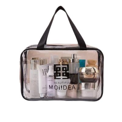 China Promotional Non-Toxic Transparent Clear Cosmetic Bag Organizer Large Capacity Custom PVC Travel Makeup Sets Waterproof Eco-Friendly for sale