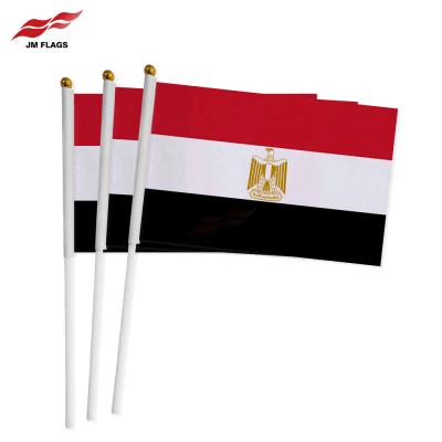 China Other Activities Cheap Hand Held Egypt Flags Hand Flag Festival Decoration Polyester Egypt High Quality Stick Flags for sale