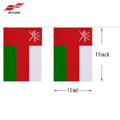 China Non-profit organizations wholesale 11*7.8 inch Oman string flags party events decoration polyester Oman pennant string flags for sale