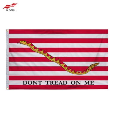 China No Fade Wholesale 3*5 FT Gadsden Tread On Me 100% Polyester Flag Navy 1st Jack Flag for sale