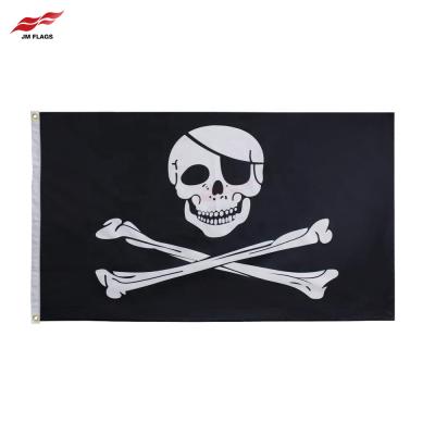 China Wholesale 3*5 Ft No Fade Pirate Banner Jolly Roger Flag Halloween 100% Polyester No Fade Pirate Flags for sale