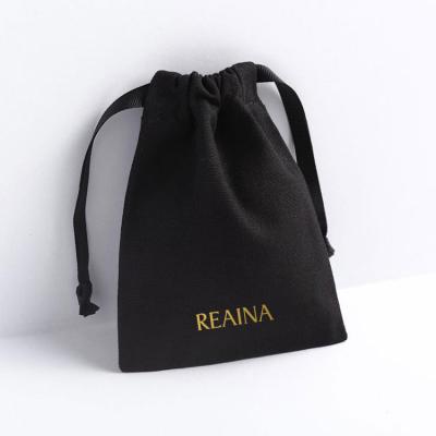 China Eco-Friendly Handled Reusable Organic Cotton Drawstring Bag Eco-Friendly Black Wholesale for sale