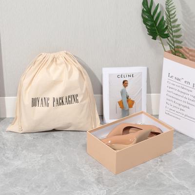 China Custom Logo Personalized Drawstring Luxury Dust Recyclable Women Cotton Eco Friendly Bag For Shoes Pocket for sale