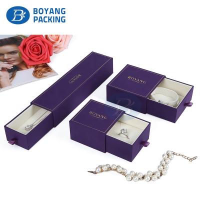 China Hot Sale Eco-friendly Cheap Luxury Gift Drawer Jewelry Packaging Box Purple Paper Pad for sale