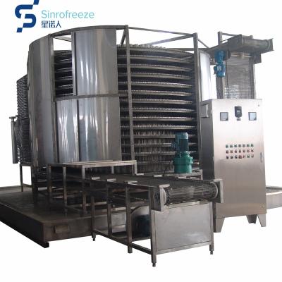 China food & Factory Drum IQF Beverage Beverage Blast Freezer Single Spiral Tunnel Frozen Fish Belt Blast Freezing Freezer for sale