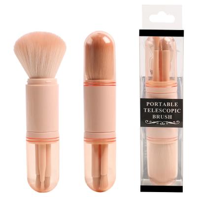 China Angular Blush 2021 New Style Travel Double Side Makeup Brushes Retractable 4 in 1 Mini Makeup Brush Set Travel Set for sale