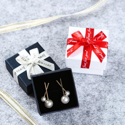 China Silk Decorative Ring Earring Necklace Cardboard Paper Satin Bowknot Jewelry Packaging Paper Gift Box for sale