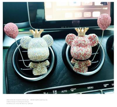 China The new Diamond-encrusted China-chic cute bear air vent car main perfume clip car duct clip decoration for sale