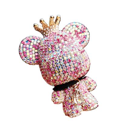 China New Amazon China-chic Hot Selling Diamond Inlaid Cute Bear With Crown Car Auto Air Fresheners Clip Women's Car Accessories for sale