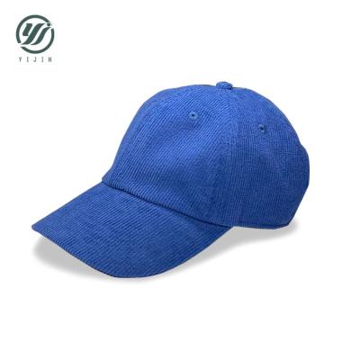 China COMMON High Quality Custom Your Own Logo Dad Hats Curved Brim Blue White Corduroy Baseball Caps for sale